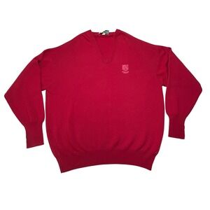 Clark & Gregory Mens‎ Red Merino Wool V-Neck Golf Sweater Made in Scotland Large